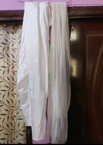 Elegant White &amp; Gold Anarkali Dress