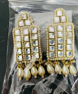Blue Kundan Style Earrings