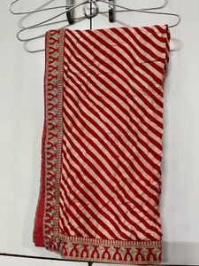 Red &amp; Beige Striped duppata