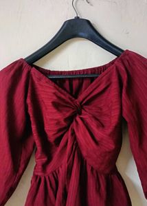 Maroon Twist Front Peplum Top