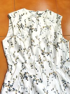 Korean White Floral Print Dress