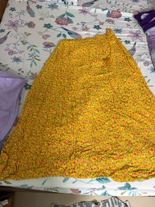 Yellow Floral Print Maxi Skirt