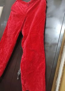 Red Velvet Trouser Pant For 34 Waist
