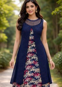 Elegant Blue Floral Gown