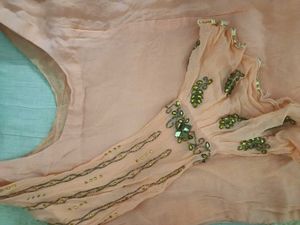 ✨ Peach Embellished Party Kurti( suit)