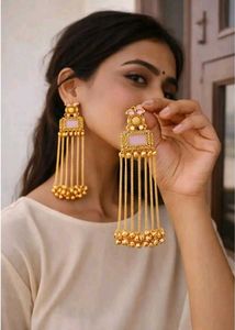 Elegant Gold Tassel Earrings