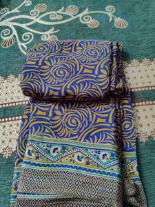 Beautiful Blue &amp; Yellow Printed Saree