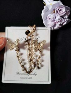 Sparkling Butterfly Chain Earrings