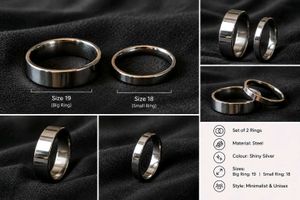 Set of 2 Shiny Silver Steel Rings | Size 18–19