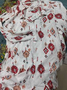 Ethnic Print Kurta blue and white comb
