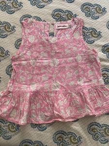 Fabindia Crop Top - Light Pink Floral sleeveless