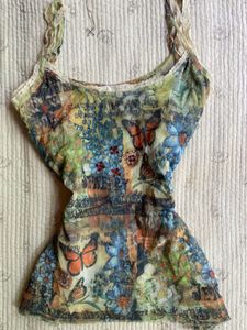 sheer vintage floral cami top