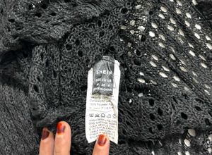 Original Shein Black Crochet Bell Sleeve Top