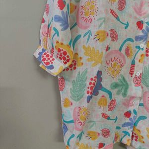 Vibrant Floral Print Button-Up Top