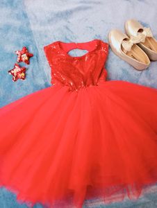 Girls red colour tutu dress for birthday party