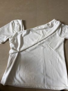 one shoulder white top