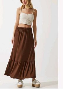 Flowy Boho Brown Maxi Skirt