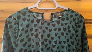 Teal Heart Print Midi Dress