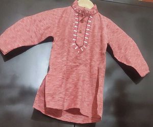 Pink Kurta & White Pajama For Baby Boy 6-9 Month