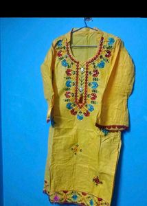 Yellow Embroidered Kurta Set with Dupatta
