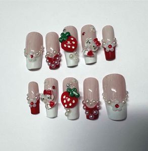 Kawaii Strawberry Hello Kitty Press-On Nails
