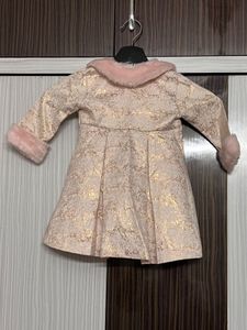 Elegant Faux Fur Trimmed Jacket with frock inside