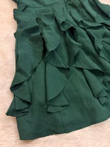 Elegant Green Ruffle Dress