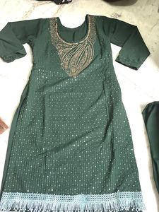 Designer Green Kurta Set with Embellishments