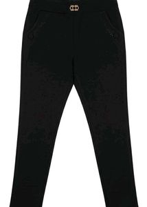 Chic Black Pants/jeggings with Embellished Pockets