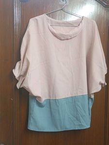 Chic Two-Tone Batwing Sleeve Top