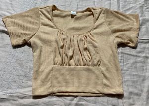 Cute Beige Crop Top