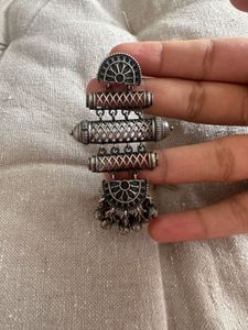 Oxidized Silver Dangle ring