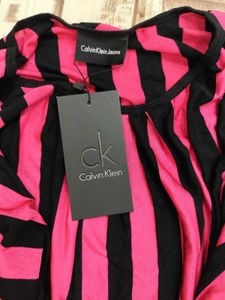 Calvin Klein Pink &amp; Black Striped Tunic Top