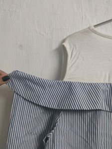 Zink London Off Shoulder Blue And White Stripped S