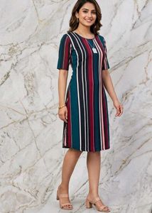 Chic Striped Short Sleeve Dress