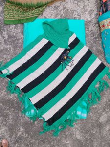 Pure Woolen Striped Poncho