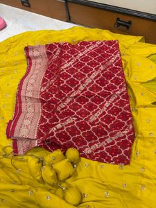 Yellow Lehenga with Red Blouse &amp; Dupatta