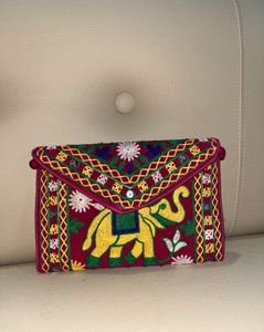 Embroidered Elephant Sling Bag