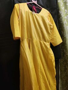 Yellow Embroidered Ethnic Gown