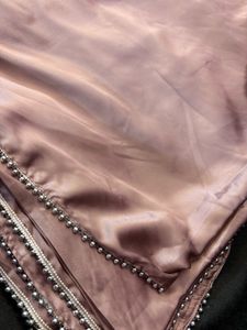 Elegant Rose Gold Satin Saree with Blouse