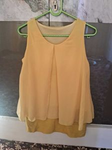 Elegant Yellow Sleeveless Top
