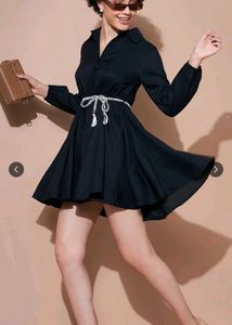 Chic Black Shirt Dress with Belt 🖤