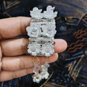 Silver Plated Floral kada or Bracelet