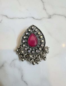 Ethnic Silver Tone Brooch ring