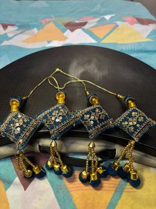 Navy Blue &amp; Golden Lehenga Latkan – Set of 4