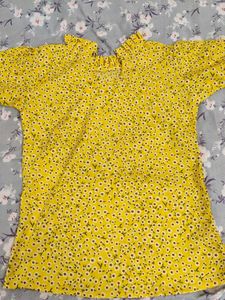 Floral Yellow Top with Ruffle Detail