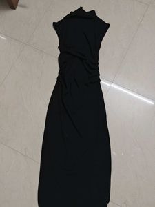 Sleek Black Ruched Maxi Dress