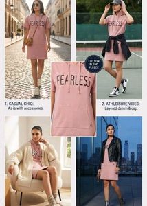 Pink Hoodie Dress with "FEARLESS" Graphic