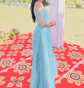 Stunning Blue Sequin Lehenga Choli wi