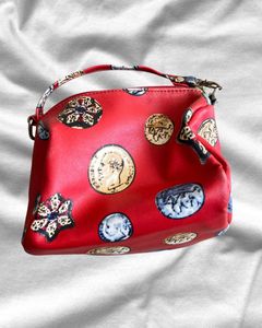 vintage Coin Print Red handbag